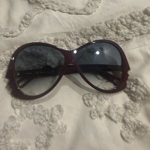 Chloe Burgundy Oversized Sunglasses